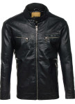 Изображение Куртка кожаная с двумя карманами на груди черная MFStore 