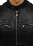 Изображение Куртка кожаная с двумя карманами на груди черная MFStore 