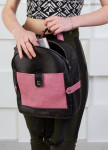 Изображение Рюкзак женский с розовым карманом черный Kogut 