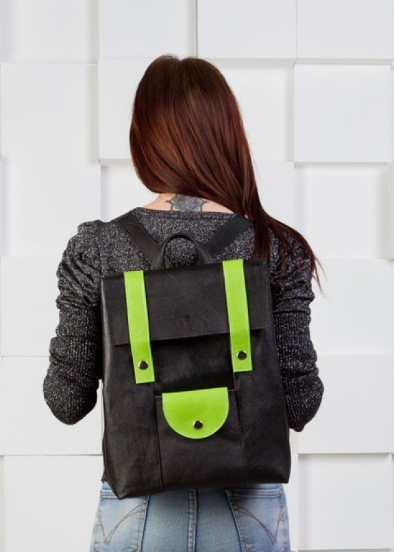 Портфель женский черный с салатовым Kogut Изображение Портфель женский черный с салатовым Kogut