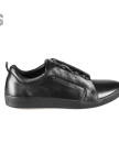 Изображение Слипоны мужские кожаные на шнуровке черные Shoes