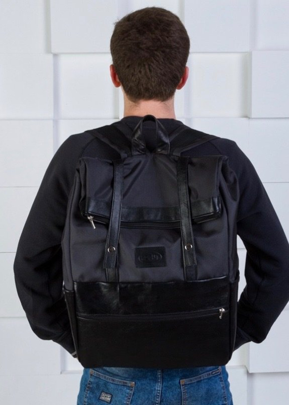 Рюкзак мужской ролл-топ черный Kogut Изображение Рюкзак мужской ролл-топ черный Kogut