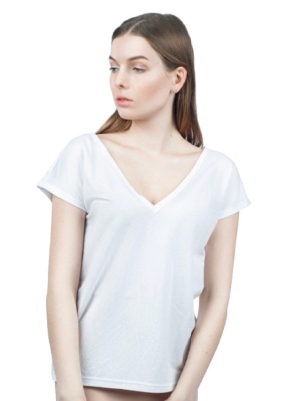 Футболка женская с V-образным вырезом белая Grishko Design Изображение Футболка женская с V-образным вырезом белая Grishko Design