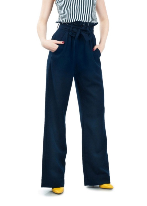 Брюки женские с высокой талией темно-синие Grishko Design Изображение Брюки женские с высокой талией темно-синие Grishko Design