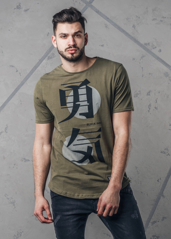 Футболка мужская с иероглифом хаки MFStore Изображение Футболка мужская с иероглифом хаки MFStore