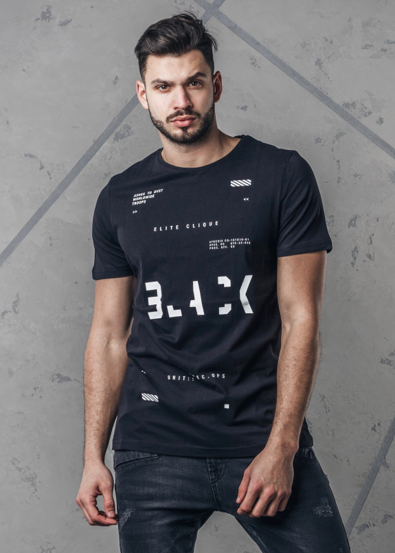 Футболка с белыми надписями черная MFStore Изображение Футболка с белыми надписями черная MFStore