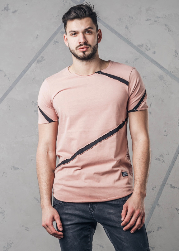 Футболка с диагональной полосой розовая MFStore Изображение Футболка с диагональной полосой розовая MFStore