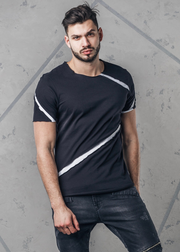 Футболка с диагональной полосой черная MFStore Изображение Футболка с диагональной полосой черная MFStore