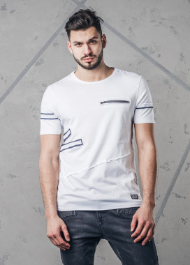 Футболка с карманом на молнии на груди белая MFStore Изображение Футболка с карманом на молнии на груди белая MFStore