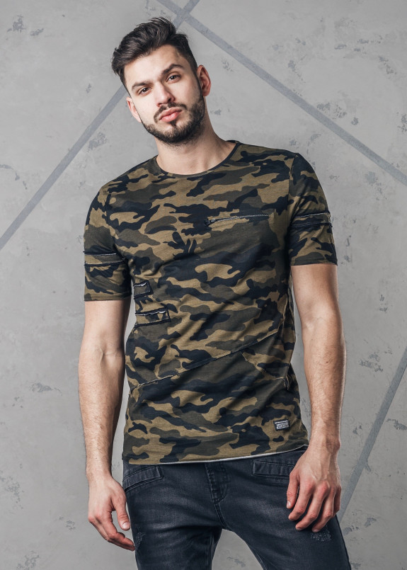 Футболка с молнией на груди камуфляж MFStore Изображение Футболка с молнией на груди камуфляж MFStore