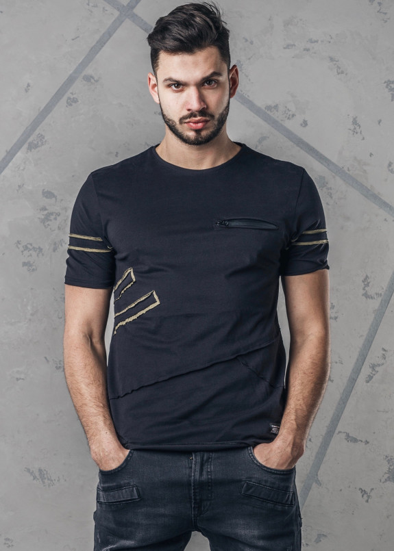 Футболка с молнией на груди черная MFStore Изображение Футболка с молнией на груди черная MFStore