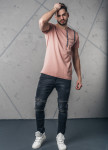 Изображение Футболка мужская с разрезами на груди розовая MFStore 
