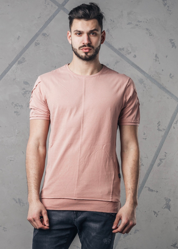 Футболка мужская со строчкой посредине розовая MFStore Изображение Футболка мужская со строчкой посредине розовая MFStore