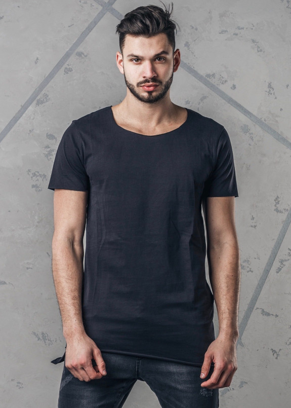 Футболка с асимметричным низом черная MFStore Изображение Футболка с асимметричным низом черная MFStore