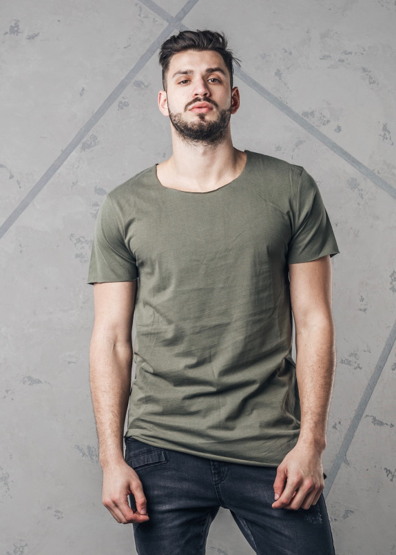 Футболка с необработанными краями зеленая MFStore Изображение Футболка с необработанными краями зеленая MFStore