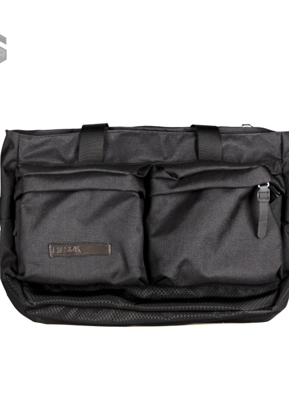 Сумка большая с двумя накладными карманами ромб/текстиль черная Pilsok Изображение Сумка большая с двумя накладными карманами ромб/текстиль черная Pilsok