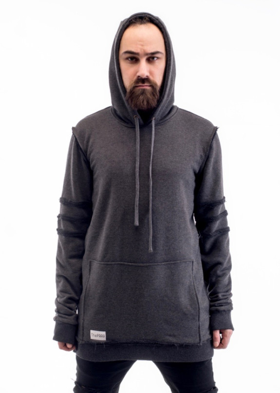 Худи мужское с декоративными швами серое ThePARA Изображение Худи мужское с декоративными швами серое ThePARA