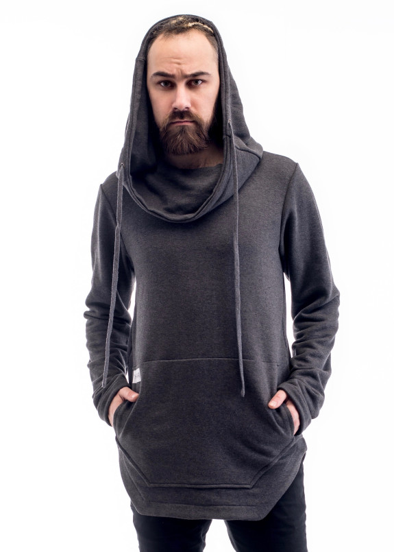 Худи мужское с асимметричным низом серое ThePARA Изображение Худи мужское с асимметричным низом серое ThePARA