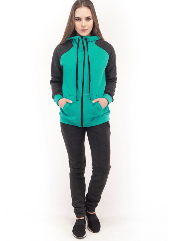 Спортивный костюм женский серый с бирюзовым Wolff Изображение Спортивный костюм женский серый с бирюзовым Wolff