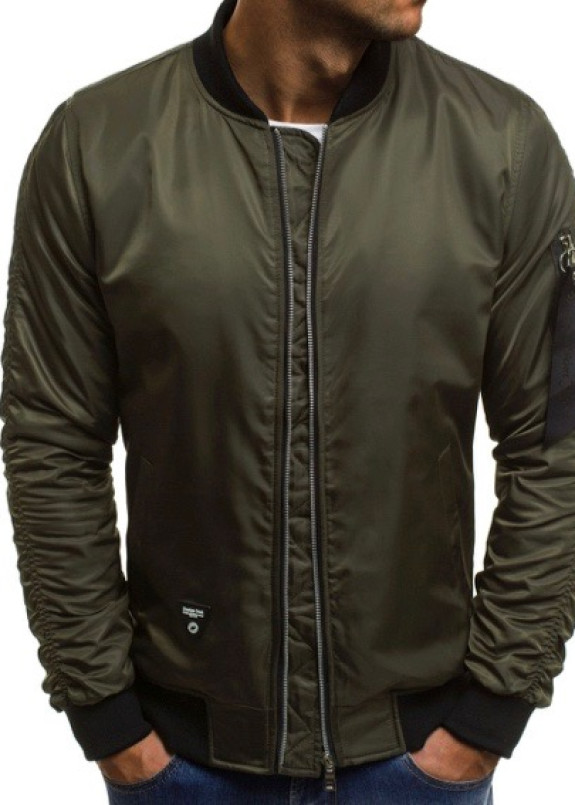 Бомбер мужской со сборкой на рукавах хаки MFStore Изображение Бомбер мужской со сборкой на рукавах хаки MFStore