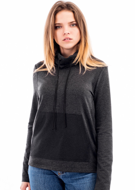 Свитшот женский с воротником-хомутом темно-серый Wolff Изображение Свитшот женский с воротником-хомутом темно-серый Wolff