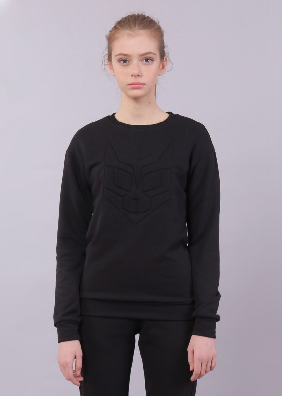 Свитшот женский черный Кот Roussin Изображение Свитшот женский черный Кот Roussin