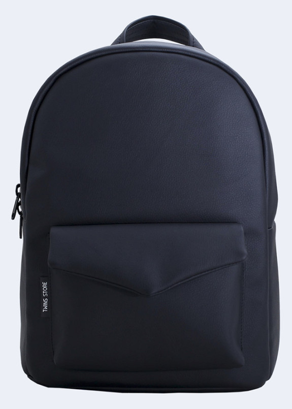 Рюкзак женский с накладным карманом черный Twins Store Изображение Рюкзак женский с накладным карманом черный Twins Store
