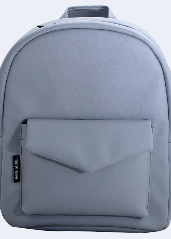 Рюкзак женский с накладным карманом светло-серый Twins Store Изображение Рюкзак женский с накладным карманом светло-серый Twins Store