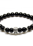 Браслет из натурального камня черный skull Fashion Изображение Браслет из натурального камня черный skull Fashion