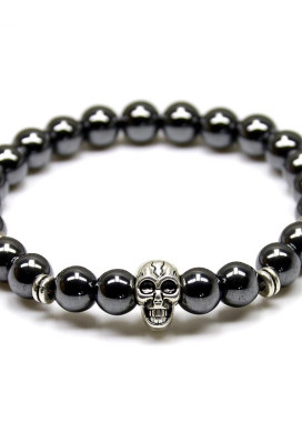 Браслет из натурального камня графитовый skull Fashion Изображение Браслет из натурального камня графитовый skull Fashion