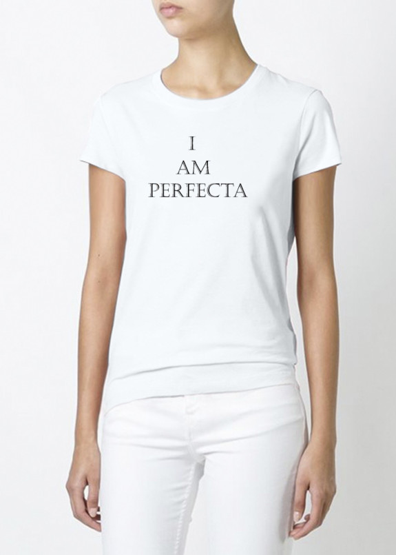 Футболка женская белая I AM PERFECTA YAPPI  Изображение Футболка женская белая I AM PERFECTA YAPPI