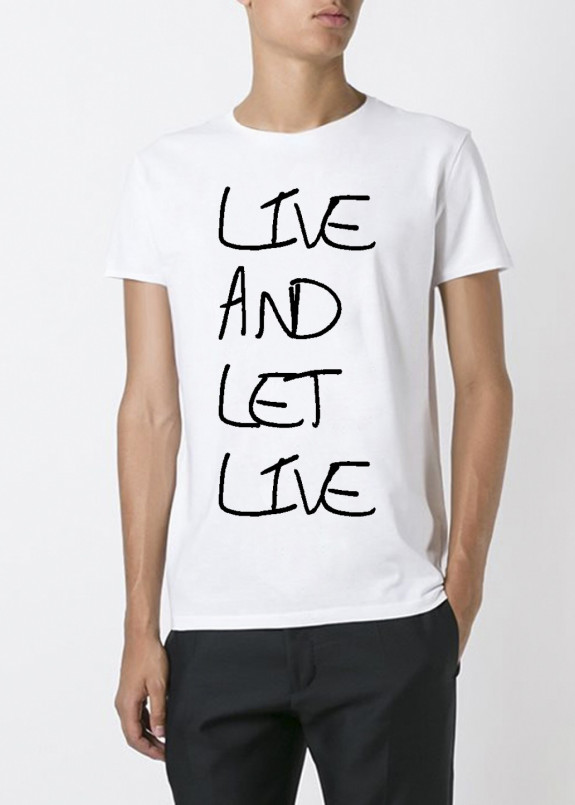 Футболка мужская белая live and let live YAPPI Изображение Футболка мужская белая live and let live YAPPI