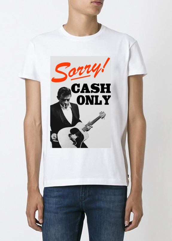 Футболка мужская белая Sorry Cash Only YAPPI Изображение Футболка мужская белая Sorry Cash Only YAPPI