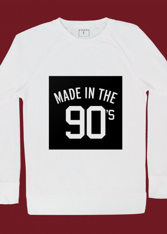 Свитшот женский белый Made in the 90''s Yappi Изображение Свитшот женский белый Made in the 90''s Yappi