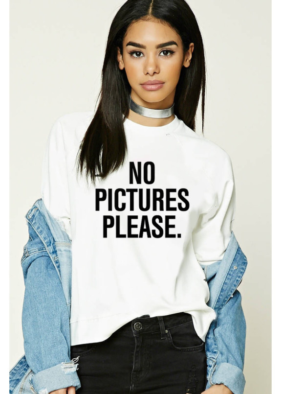 Свитшот женский белый No Pictures Please Yappi Изображение Свитшот женский белый No Pictures Please Yappi