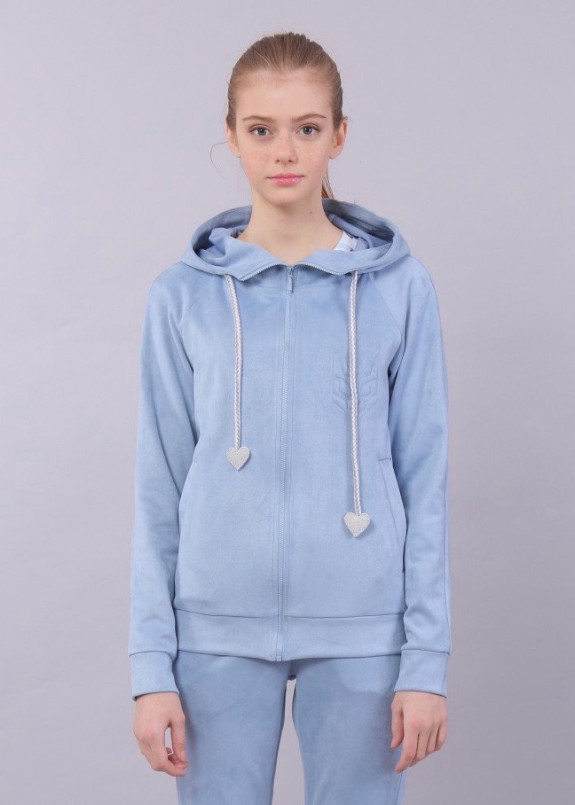 Толстовка с капюшоном замшевая голубая Roussin Изображение Толстовка с капюшоном замшевая голубая Roussin