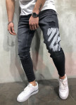 Изображение Джинсы мужские с краской на колене черные MFStore
