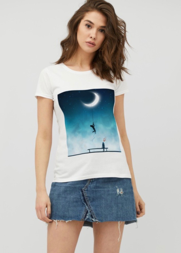 Футболка женская белая SKY Basic YAPPI Изображение Футболка женская белая SKY Basic YAPPI