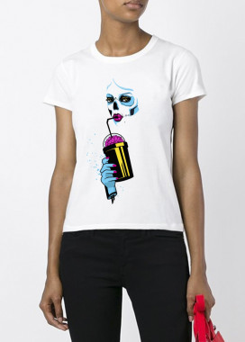 Футболка женская белая Zombie Girl YAPPI Изображение Футболка женская белая Zombie Girl YAPPI