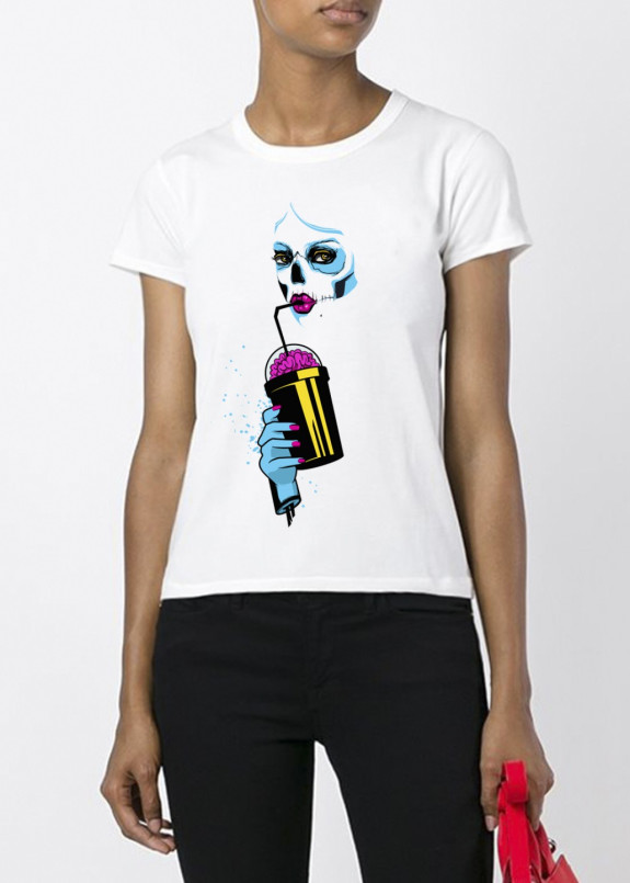 Футболка женская белая Zombie Girl YAPPI Изображение Футболка женская белая Zombie Girl YAPPI