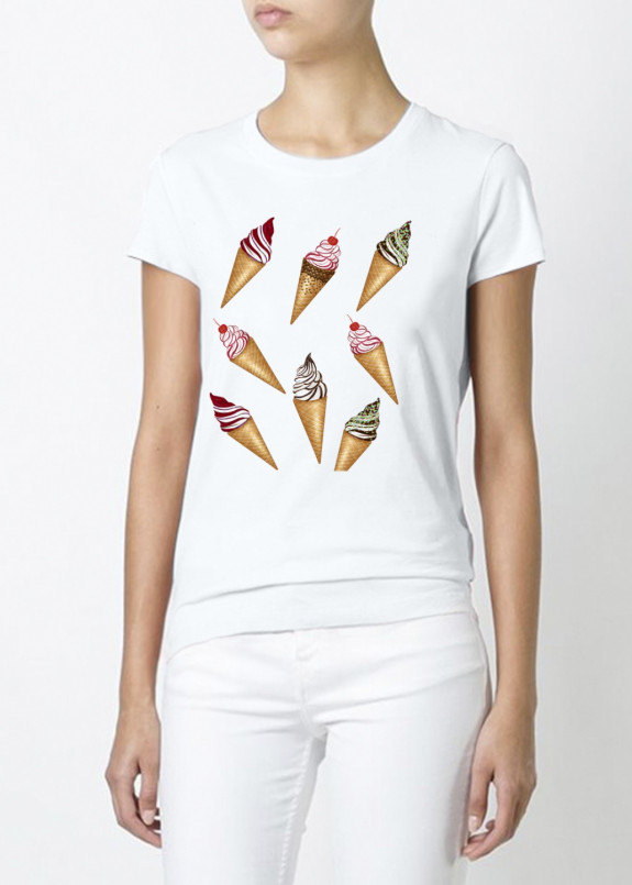 Футболка женская белая Ice Cream YAPPI Изображение Футболка женская белая Ice Cream YAPPI