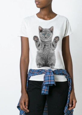 Футболка женская белая Grey Kitten YAPPI Изображение Футболка женская белая Grey Kitten YAPPI