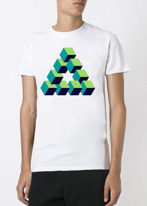 Футболка мужская белая Impossible Triangle YAPPI Изображение Футболка мужская белая Impossible Triangle YAPPI