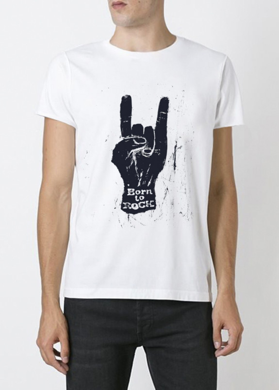 Футболка мужская белая Born to rock YAPPI Изображение Футболка мужская белая Born to rock YAPPI