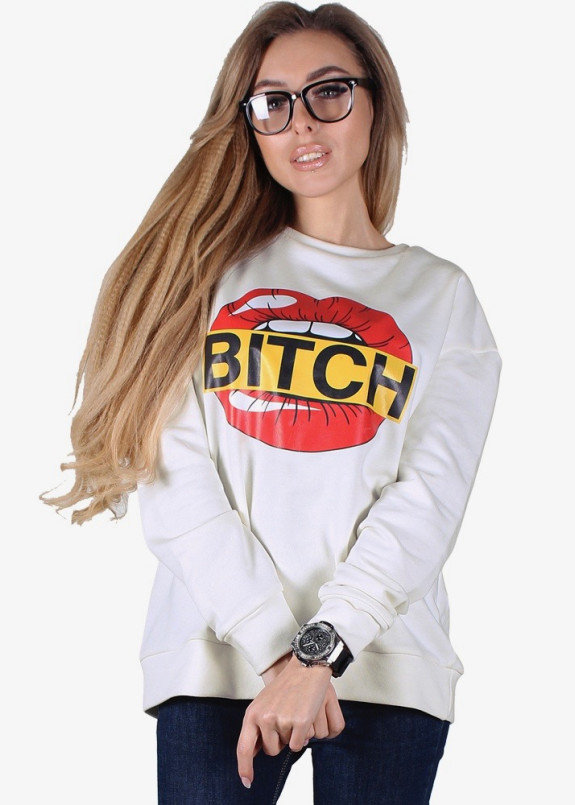 Свитшот женский белый BITCH Krutyakov Изображение Свитшот женский белый BITCH Krutyakov