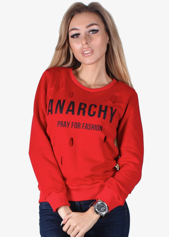 Свитшот женский красный ANARCHY Krutyakov Изображение Свитшот женский красный ANARCHY Krutyakov