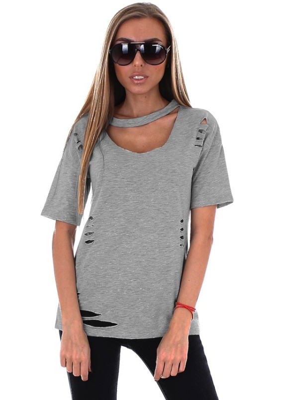 Футболка женская серая RAGGED Krutyakov Изображение Футболка женская серая RAGGED Krutyakov