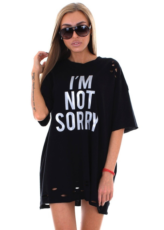 Футболка женская черная I''M NOT SORRY Krutyakov Изображение Футболка женская черная I''M NOT SORRY Krutyakov