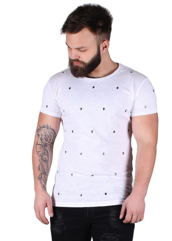 Футболка мужская белая METAL SKULLS Krutyakov Изображение Футболка мужская белая METAL SKULLS Krutyakov