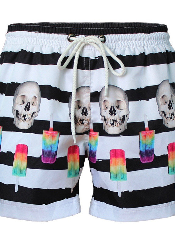 Шорты пляжные белые SKULL ICE CREAM Krutyakov Изображение Шорты пляжные белые SKULL ICE CREAM Krutyakov